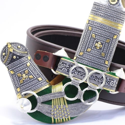 خنجر الراس وتر سيال قصة عماني مقاس 5معدن مطلي فضة