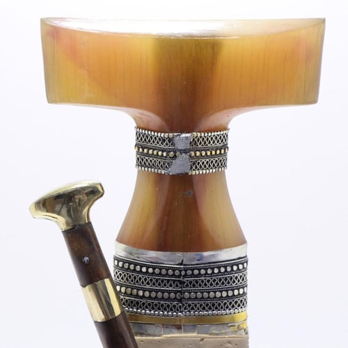 خنجر حك زراف معرق مقاس 5معدن مطلي فضة