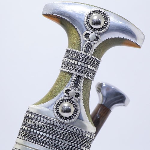 خنجر الراس وتر سيال قصة عماني مقاس 5معدن مطلي فضة