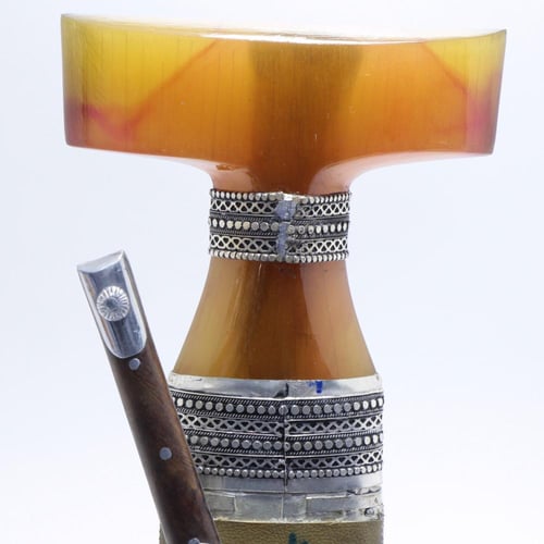 خنجر حك زراف معرق مقاس 5معدن مطلي فضة