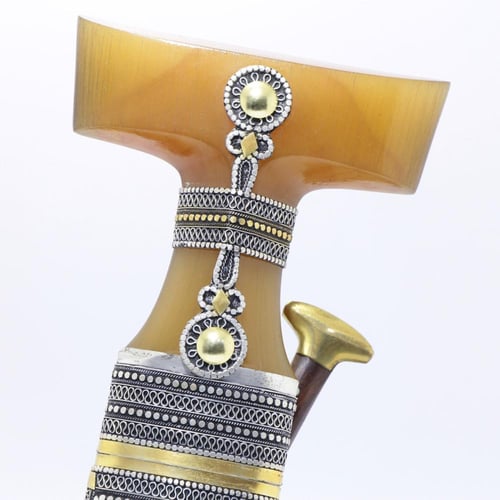 خنجر حك زراف معرق مقاس 5معدن مطلي فضة