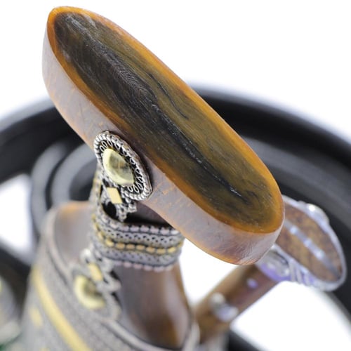 خنجر مقاس5 صب معدن مرشوش فضة الراس قرن طبيعي