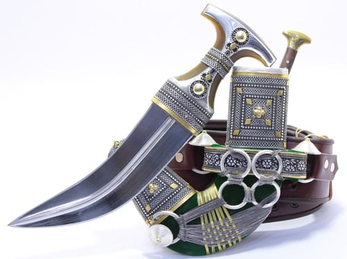 خنجر الراس وتر سيال قصة عماني مقاس 5معدن مطلي فضة