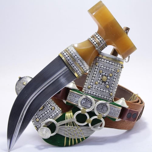 خنجر حك زراف معرق مقاس 5 معدن