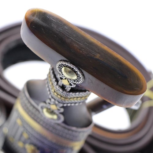 خنجر مقاس5 صب معدن مرشوش فضة الراس قرن طبيعي