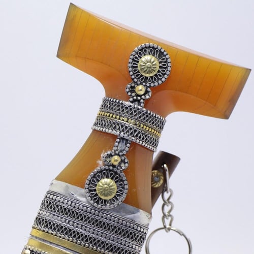 خنجر حك زراف معرق مقاس 5 معدن مطلي فضة