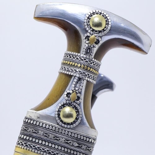 خنجر الراس وتر سيال قصة عماني مقاس 5معدن مطلي فضة