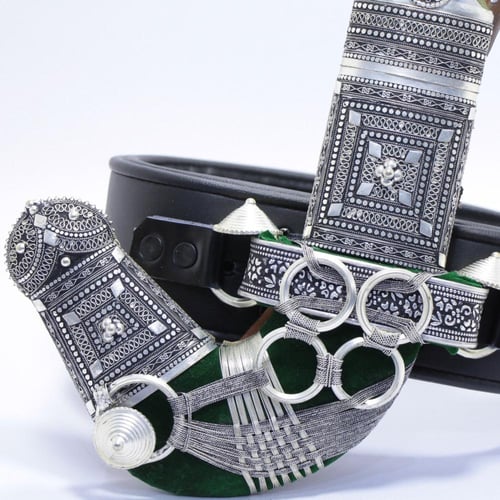 خنجر الراس وتر سيال قصة عماني مقاس 5معدن مطلي فضة