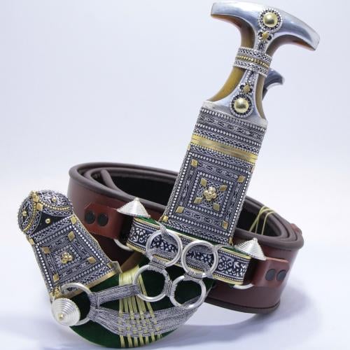 خنجر الراس وتر سيال قصة عماني مقاس 5معدن مطلي فضة