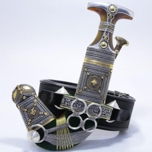 خنجر الراس وتر سيال قصة عماني مقاس 5معدن مطلي فضة