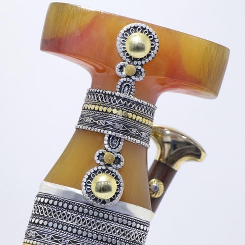 خنجر حك زراف معرق مقاس 5معدن مطلي فضة