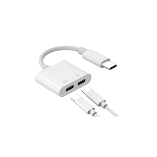 وصلة تايب سي بمنفذين للسماعة والشاحن