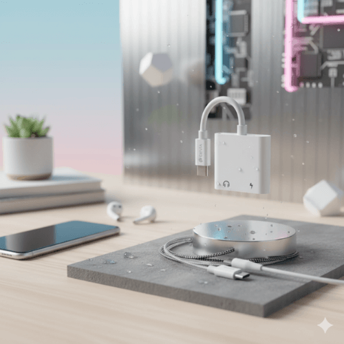 وصلة تايب سي 2 في 1 منفذين تايب سي + اوكس