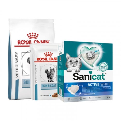 طقم 3 منتجات للقطط سكين اند كوت للعناية بالفرو 1.5...