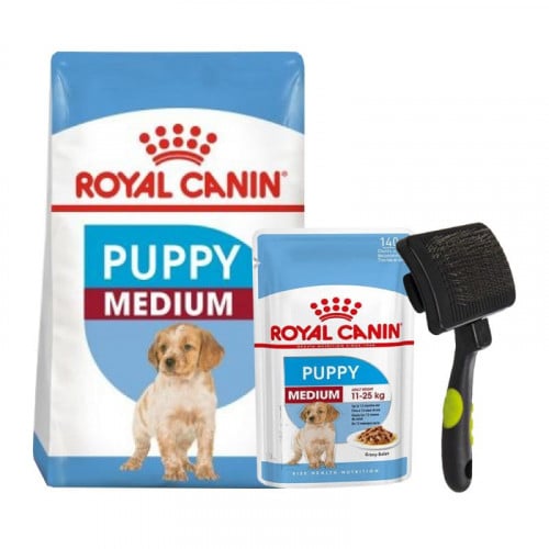 طقم 3 منتجات للكلاب ميديوم بابي للجراء 4 كيلو - مع...