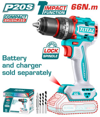 Battery drill TOTAL - P20S - 66N.M