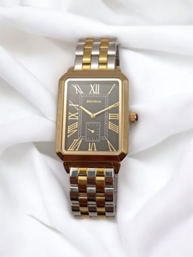 ساعه رجاليه بروشا رجالي لونين ميناء اسود