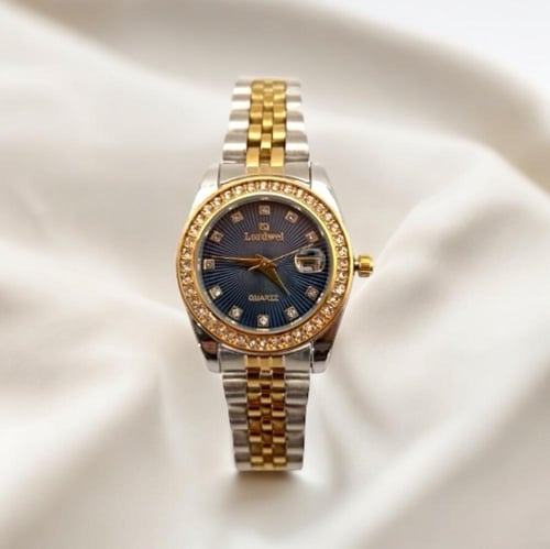 ساعه نسائيه موديل رولكس لونين ميناء ازرق حجم صغير