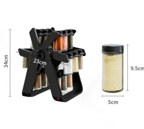 رف منظم للبهارات والتوابل دوار مع 18برطمان