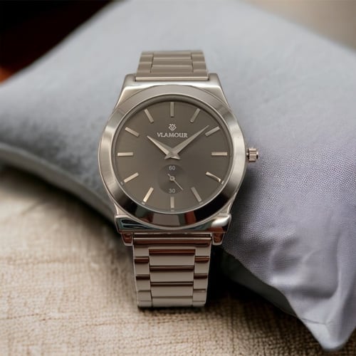 ساعه رجاليه فلامور كلاسيك فضي ميناء اسود