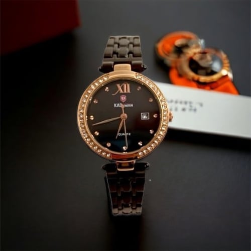 ساعه نسائيه ماركه كيدمان اسود كامل على ذهبي فصوص