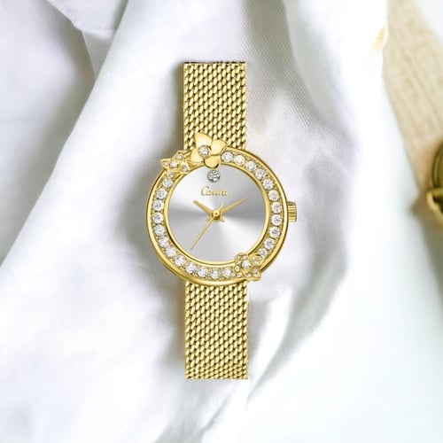 ساعه نسائيه كاتيرا الجديده ذهبي ميناء فضي