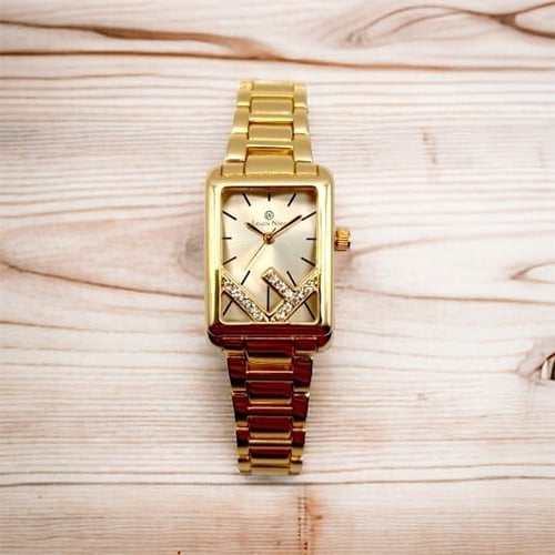 ساعه نسائيه موديل الفندي ذهبي ميناء فضي