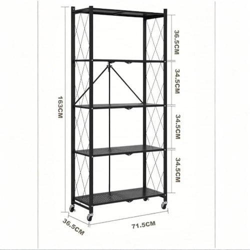 رف حديد عالي الجودة 5 ادوار قابل لطي أسود