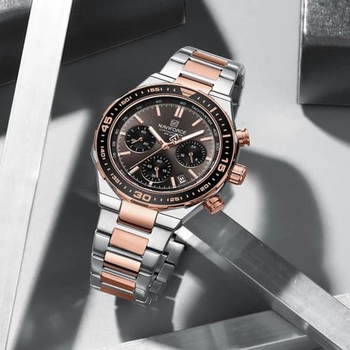 ساعة رجالية كرونوغراف لونين ميناء رمادي