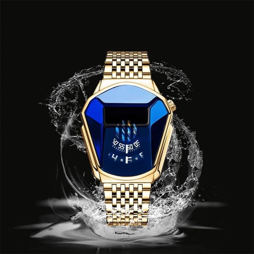 ساعه رجاليه BESTWIN ذهبي ميناء ازرق