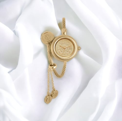 ساعه نسائيه الاسواره هلل ذهبي ميناء ذهبي