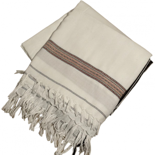 شال شتوي كشميري صناعه يدويه. ابيض