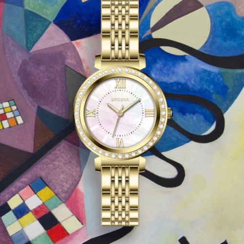 ماركه بروشا نسائي ذهبي فصوص