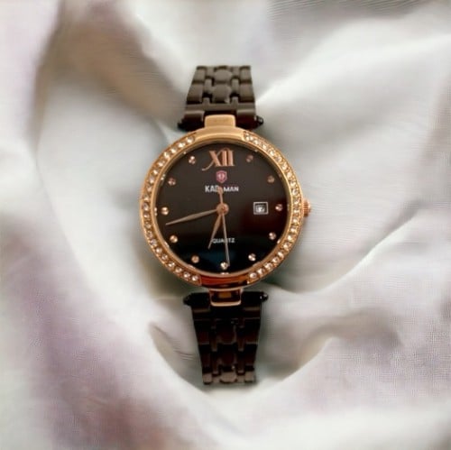 ساعه نسائيه ماركه كيدمان اسود كامل على ذهبي فصوص