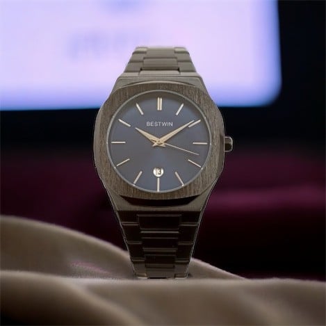 ساعه رجاليه أسود ميناء ازرق