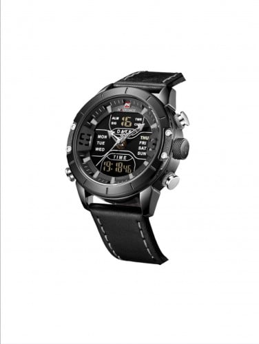 ساعه رجاليه ماركه NAVIFORCE جلد اسود ميناء اسود