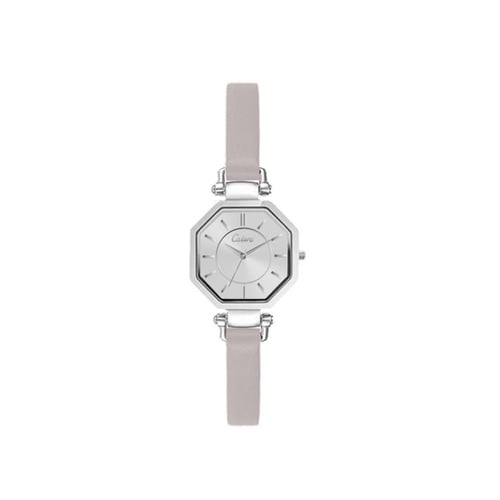 ساعه نسائيه كاتيرا سداسي جلد بيج ذهبي ميناء فضي