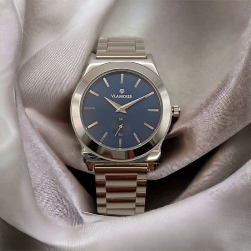 ساعه رجاليه فلامور كلاسيك فضي ميناء ازرق