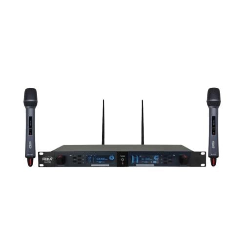 ميكروفون لاسلكي مزدوج يدوي ماركة NEDA تقنية UHF مد...