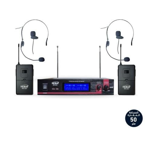 ميكروفون علاقي لاسلكي مزدوج ماركة NEDA بنظام VHF –...