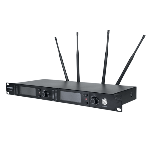 ميكروفون UHF لاسلكي مزدوج يدوي إحترافي مع جهاز است...