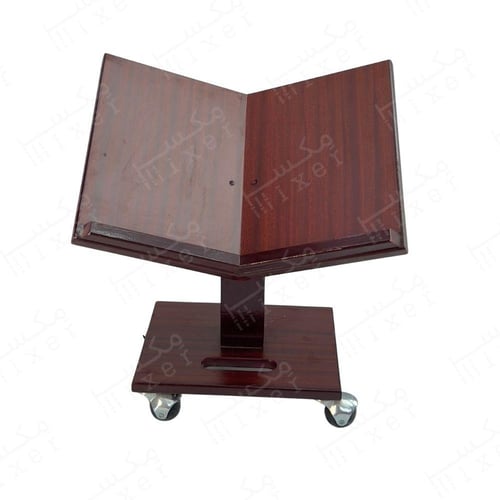 حامل مصحف خشبي متحرك بتصميم زاوية مائل وعجلات دعم...