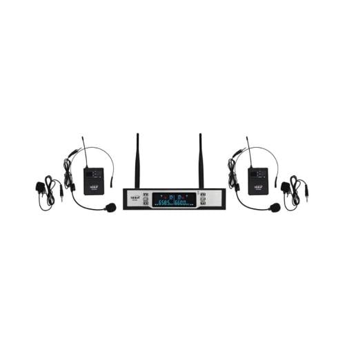 ميكروفون علاقي لاسلكي مزدوج ماركة NEDA بنظام UHF أ...
