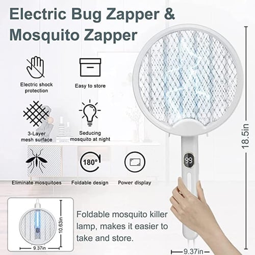 صاعق حشرات كهربائي 4 في 1 انيوي | قابل للطي بشاشة...