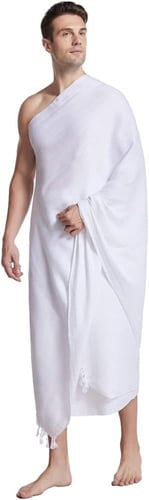 طقم مناشف إحرام بي كير 200×100 سم قماش أبيض شراشيب...