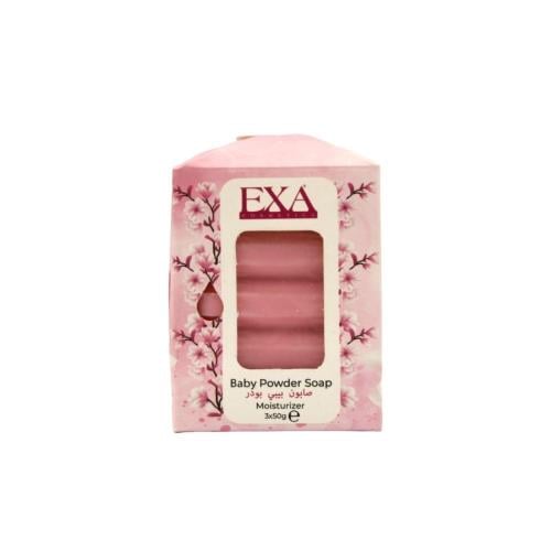 صابون بيبي باودر من EXA مرطب وناعم 3 حبات 150 جرام