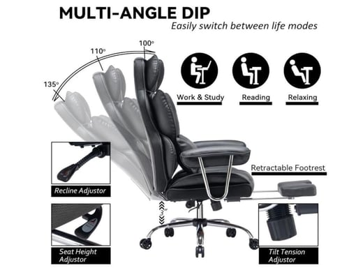 كرسي مكتب كبير عالي الظهر من ايفوماو كمبيوتر جلد ا...