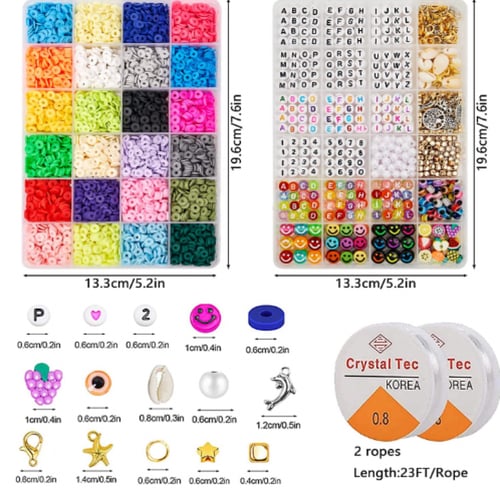 6000 قطعة من خرز طين دائري مسطح مع 900 قطعة من هيش...