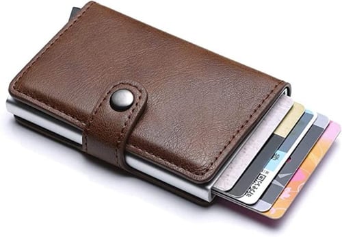 جلد بني لل رجال - محفظة للبطاقات والهويات