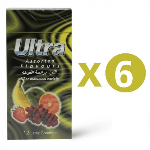واقي ذكري ألترا بنكهة الفواكه لاتكس طبيعي 12 قطعة